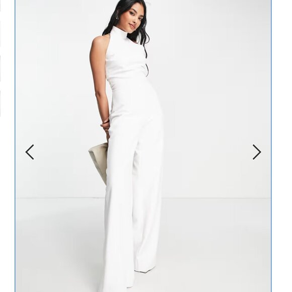 True Violet Bridal Halter-neck Wide Leg Jumpsuit - Picture 1 of 11